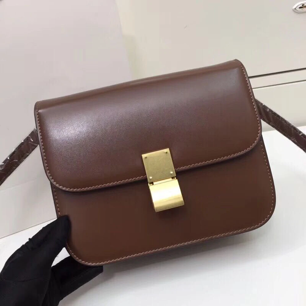 

Women genuine Leather handbag Classic Box pouch luxury Classic Designer messenger bag Female shoulder bag Lady Crossbody Bag