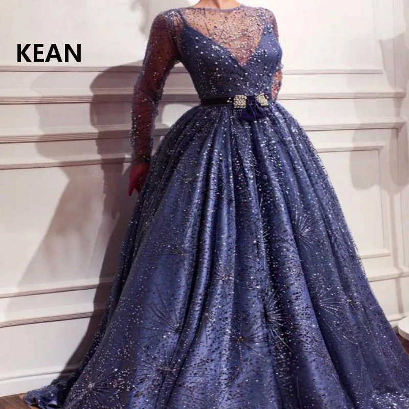 Vestidos de festa вечерние платья с длинными рукавами и блестками, кружевной пояс, ислам Дубаи, кафтан, арабское вечернее платье, платье для выпускного вечера
