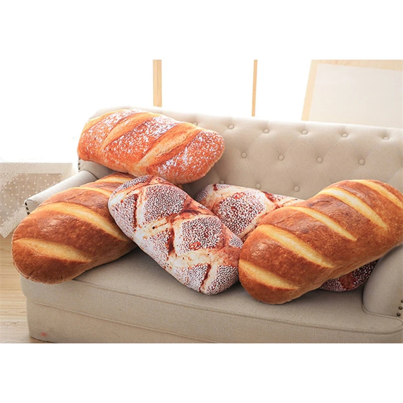 60cm 3 Kinds Creative Bread Pattern Pillow Funny Soft Massage Neck Pillow PP Cotton Filler Cervical Health Care Pillow