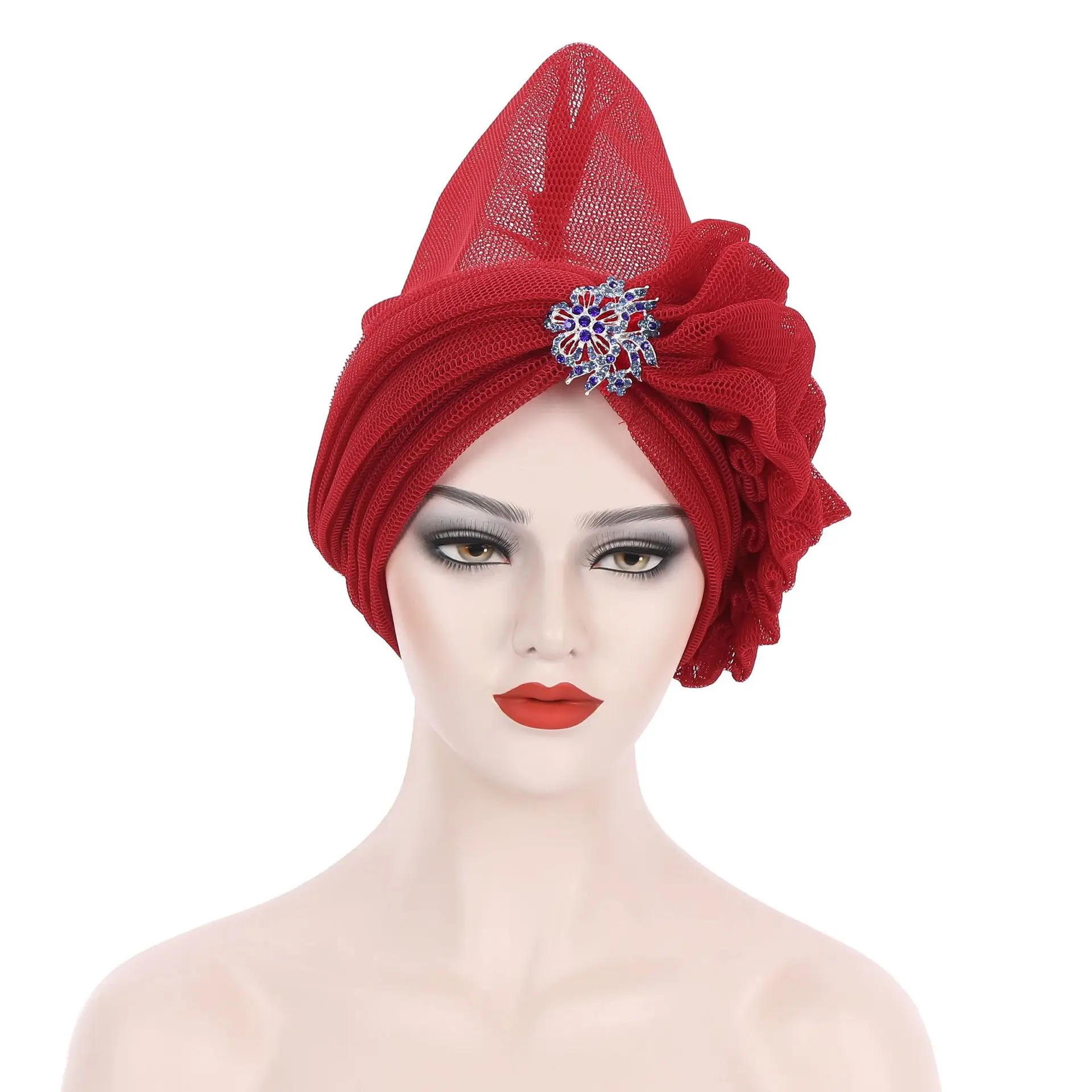 2022 New African Turban Cap Braided Aso Oke Gele Head Wrap Already Made Auto Headtie Nigerian Female Ready To Wear Hair Bonnet africa dress Africa Clothing