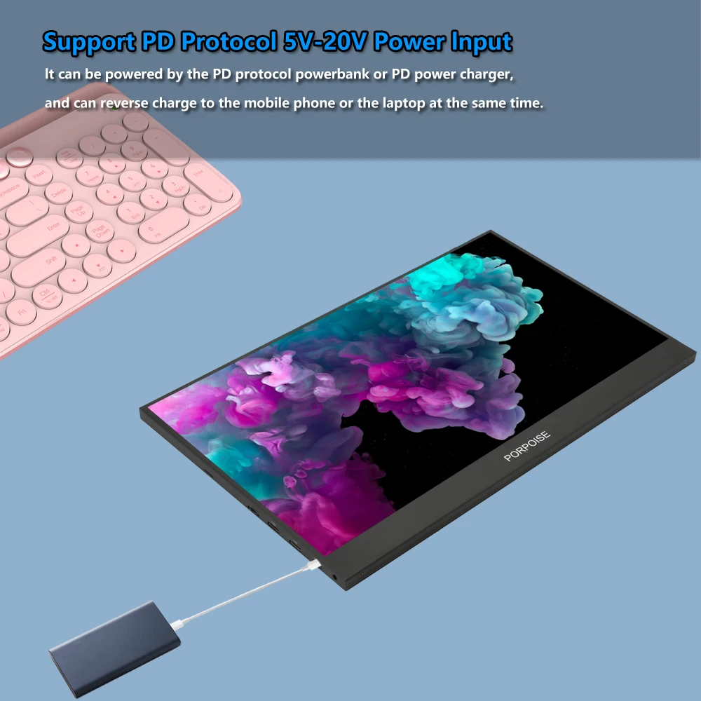 US $135.85 PORPOISE 173 LCD Portable Monitor Hdmi Gaming Monitor Ips 1080p HD Display For PS4 Laptop Phone Xbox Switch Pc With Case