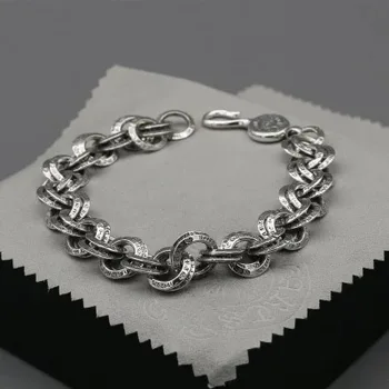 

S925 Sterling Silver Ring Tide Male Bracelet Retro Personality Female Jewelry Creative Couple Student Bracelet