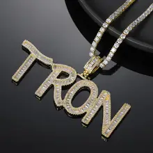 Custom Name Iced Out Tennis Chain Letters Pendants Necklaces Mens Charms Crystal Pendant Necklace For Men Hip Hop Jewelry Gift