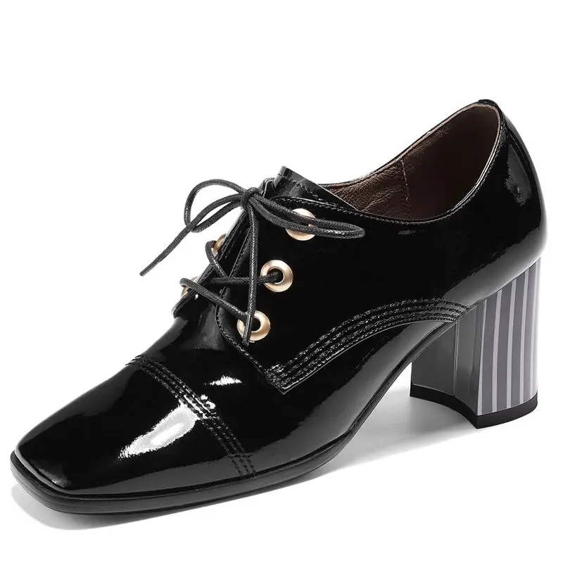 as picture ALLBITEFO hot sale genuine leather women heels spring autumn Pure color comfortable high heel shoes Frenulum office ladies shoes - Цвет: as picture