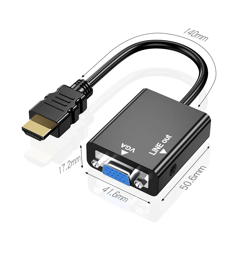 Взрывная модель hdmi-vga кабель с аудиопитанием hdmi-vga Кабель-адаптер HDMI в VGA конвертер