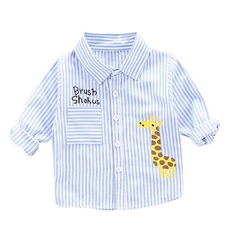 Рубашка с длинными рукавами для маленьких мальчиков и девочек топы в полоску с длинными рукавами для мальчиков, блузка Одежда для детей - Цвет: L