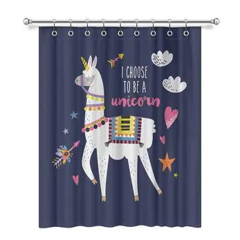 

Llama Alpaca in Unicorn Horn with Funny Quotes Blackout Window Curtain Panels Thermal Insulated Window Curtain with Rings for