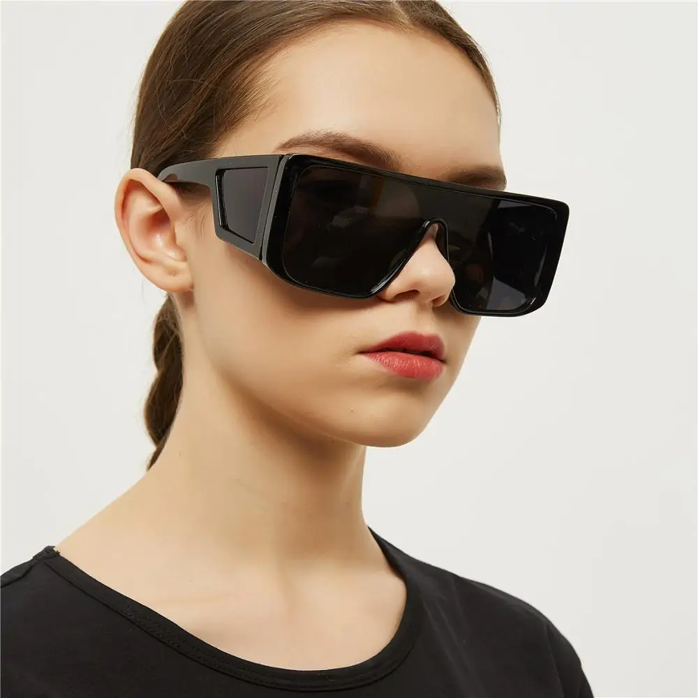 5-Black Новые модные трендовые Роскошные брендовые огромные крутые черные большие солнцезащитные очки с большой оправой женские фестивальные эстетические панк Рианна Готика - Цвет линз: 5-Black