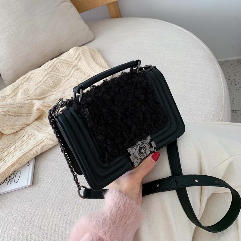 

Autumn And Winter Elegant Bag Women's 2020 New Style Trend Line of Furry Chain Square Sling Bag Korean-style Versatile Shoulder