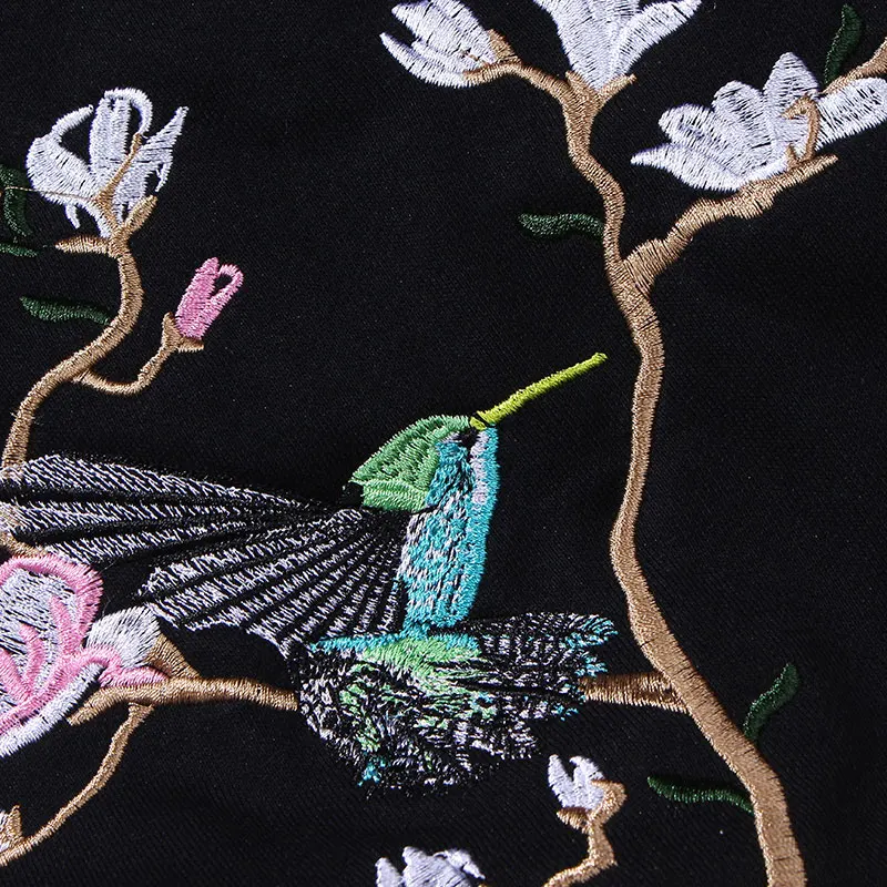GONTHWID с вышивкой в виде цветов и птиц, пуловер, толстовки с капюшоном, худи Осенняя мода, в стиле «хип-хоп» Повседневное уличная Толстовка