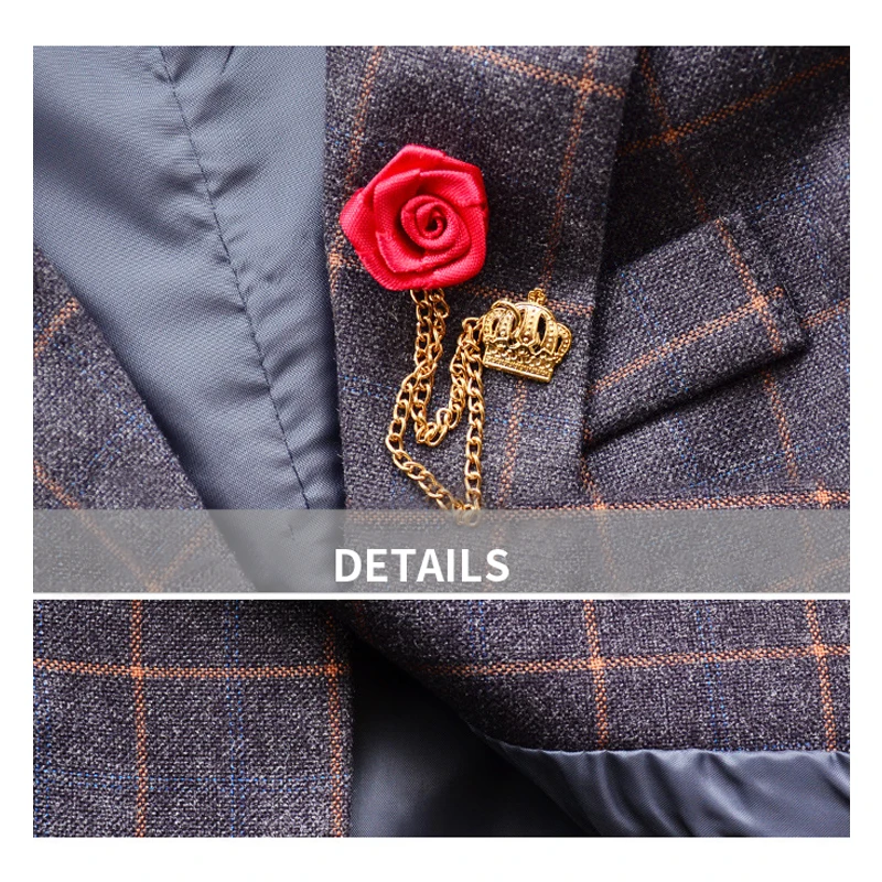 3 PCS Formal Boys Clothes Blazer Vest Pants Children Wedding Suits Tuxedos Kids Elegant Clothing Sets Boy Carnival Party Suit