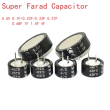 5,5 V Super condensador de faradio 0.1F 0.22F 0.33F 0.47F 0.68F 1F 1.5F 4F 5.0F botón Super condensador