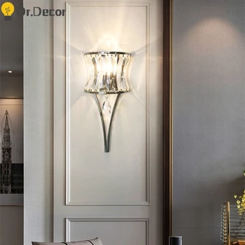 

Post-modern Glass Living Room Wall Lamp Nordic Bedroom Bedside Lamp Hotel Aisle Wall Lights Corridor Crystal Wall Vanity Light