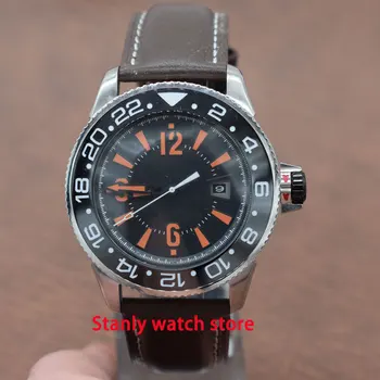 

Solid Bliger 43mm black sterile dial orange marks luminous pointer ceramic bezel stainless miyota automatic movement men's watch