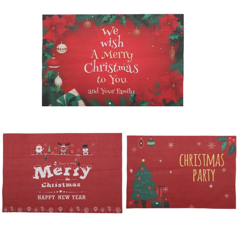 Botique-6Pcs, Рождественский коврик, коврик для столового стола, домашний Рождественский ужин, Декор, ПВХ, кофейная чаша, коврик