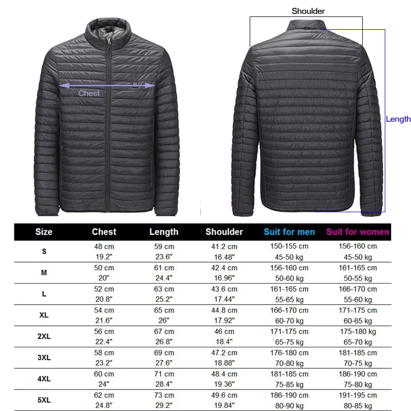 AD131 Heating down jacket Size