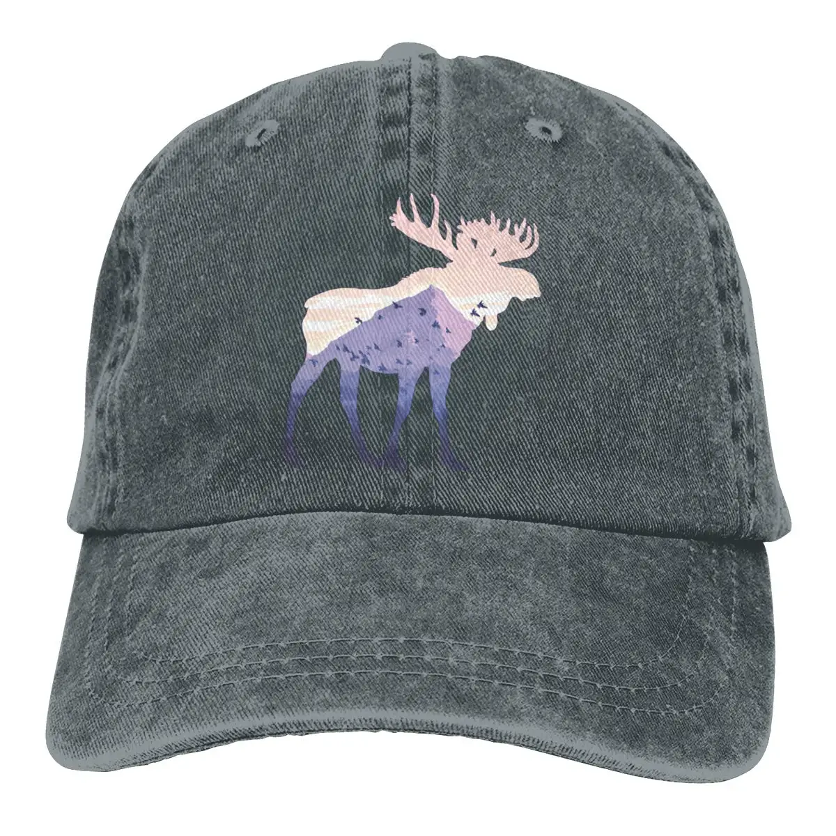 TSDFCMountain Moose флаг папа джинсовые шляпы мыть бейсболка Регулируемая Мужская
