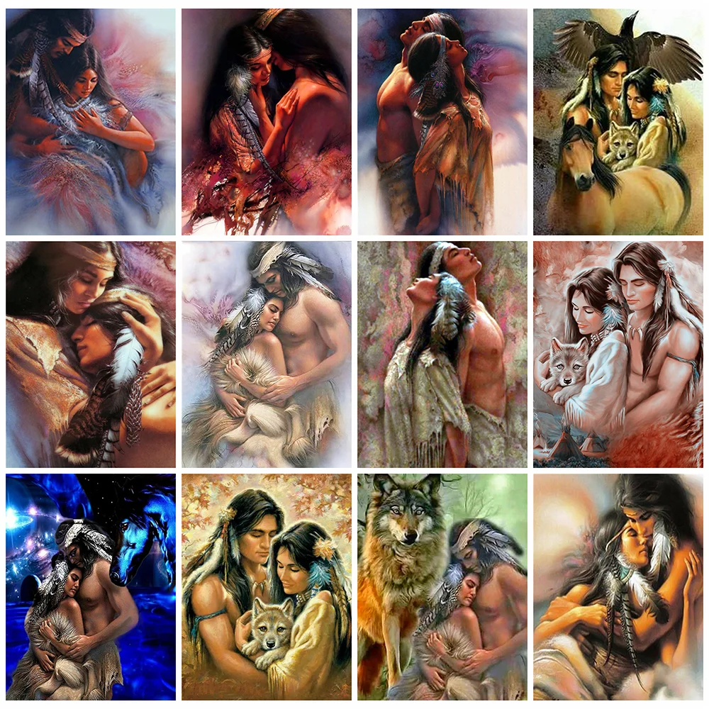 Алмазная 5d картина с полным заполнением мозаика изображением портрета пар