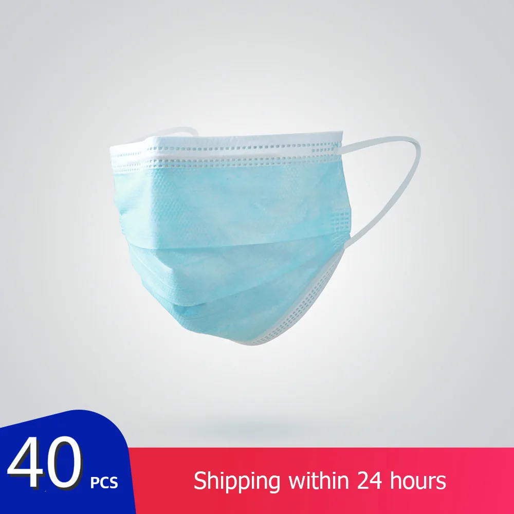 

3 Laye NonWoven Masks Elastic Breathable Masks Antibacterial Safety Face protection Masks Thickened Mouth Anti-Pollution Masks