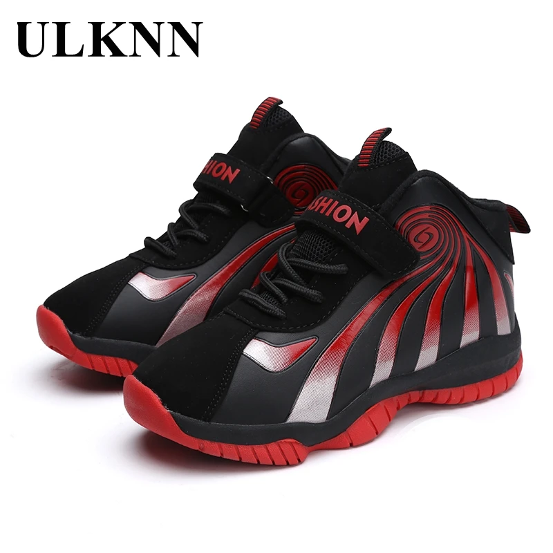 

ULKNN children's waterproof casual shoes Children's basketball shoes leather Dongkuan two cotton plus velvet thick sports shoes