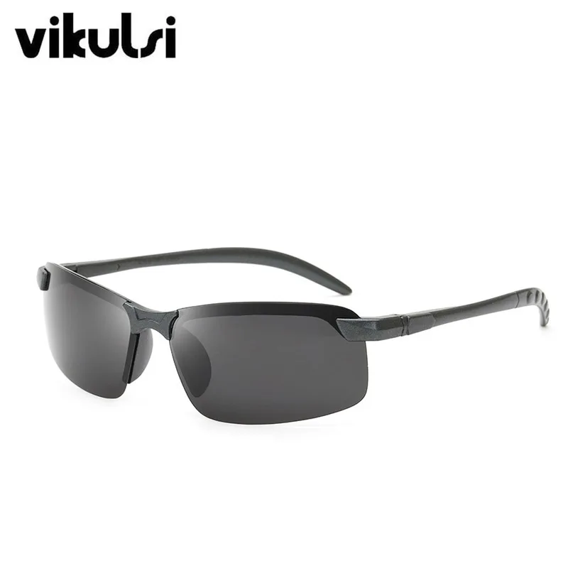 Ультралегкие Модные поляризованные фотохромные солнцезащитные очки для вождения, мужские прямоугольные очки-хамелеоны, солнцезащитные очки для дня и ночного видения - Цвет линз: gun black