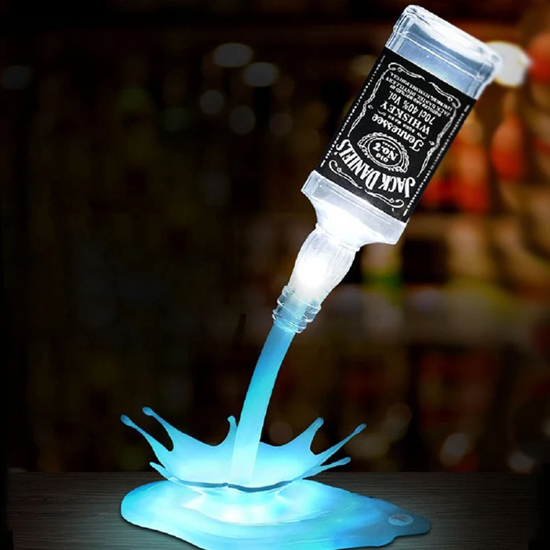 Creative USB Novelty Pouring Wine Night Light 3D Illusion Lamp Colorful Bedside Atmosphere Light For Home Christmas USB Gift