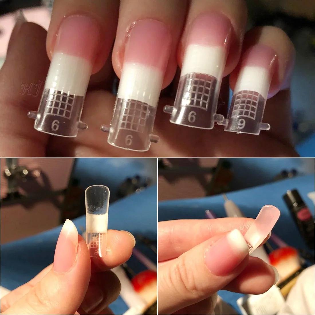 

100pcs Transparent Poly Gel False Nail Tips Model Form for Full Cover UV GEL Acrylic Nail Art Mold Fake Nails Extension