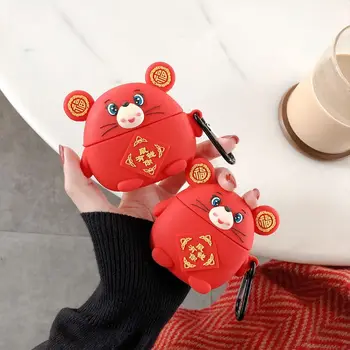 

Soft Silicone Earphone Case Cute Lucky Mouse Protective Cover for Airpods Pro