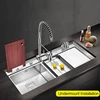 SUS 304 Stainless Steel Large Size Kitchen Double Sink Handmade Brushed 4mm Thickness 240mm Depth With Drain Plate Double Sinks 2