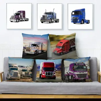 

Heavy Big Truck Autotruck Print Square Cushion Covers Sofa Home Decor Pillows