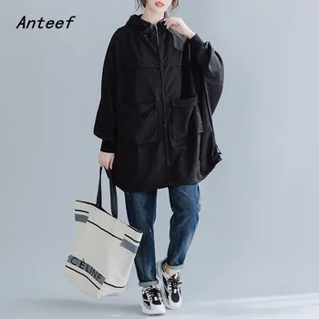 

long sleeve plus size Oversized cotton women causal loose autumn hooded Jacket Coat Zipper Clothes 2020 Cardigan Outerwear