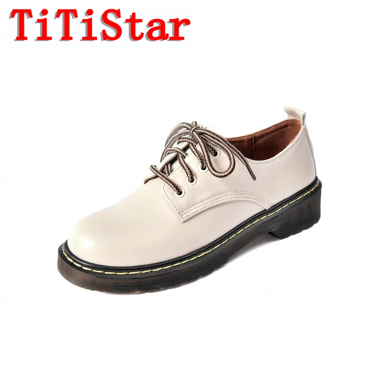 

Spring and Autumn New Leather Shoes British Style Sweet Comfortable Low-Top Casual Women 's Shoes