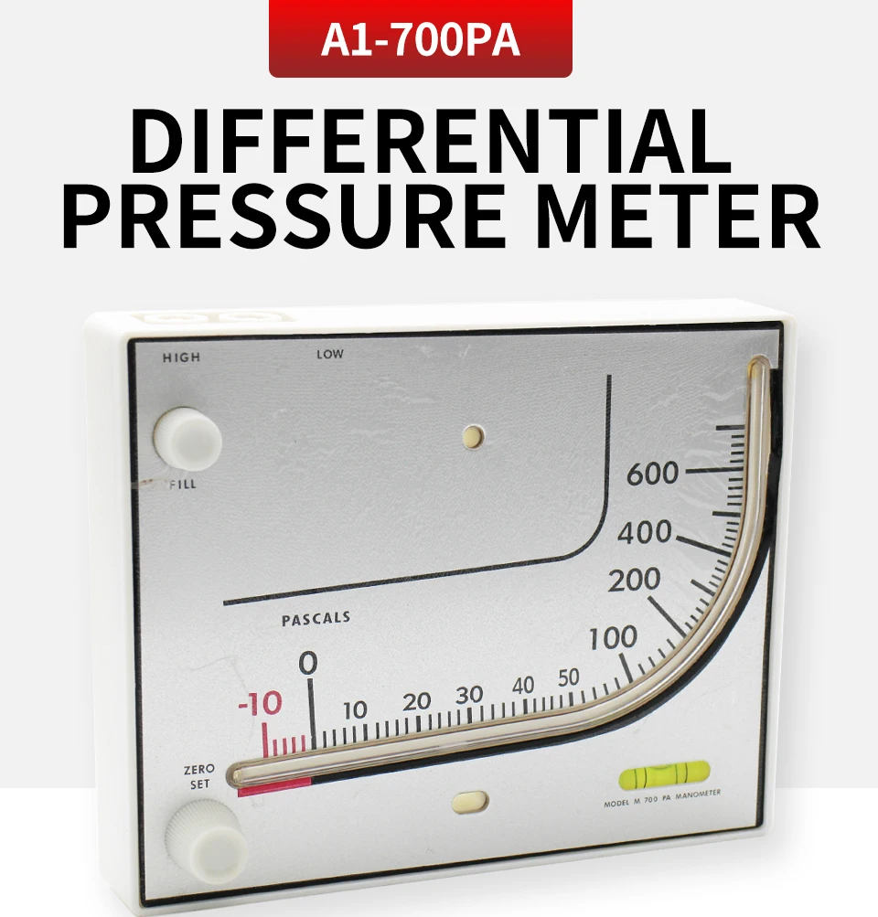 Chili oil pressure meter square TEA700 Chili oil tube differential pressure gauge A1-700PA red oil Differential Pressure