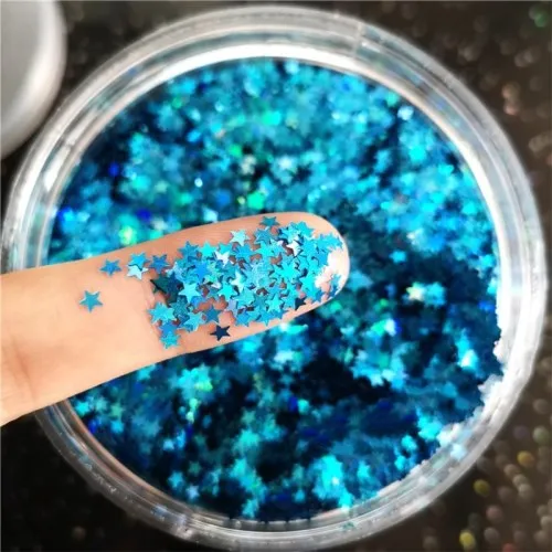 Laser blue 10g Ультра-тонкая 3 мм Звезда блестки Лазерная блестка 3D блестка для ногтей блестка Eo-Friendly PET свободные блестки для украшения для ногтей 10 г - Цвет: Laser blue 10g