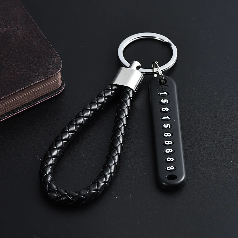 Fashion Men and Women Anti-lost Number Card Key Ring Phone Number Card Key Chain Car Key Ring Backpack Ornaments Gifts