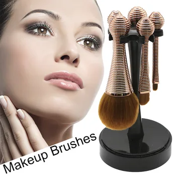 

5PCS Makeup Brush Set Makeup Brush Foundation Blender Eyeliner Blush Contour Brush for Powder Cream Cosmetic Beauty Tool Golden