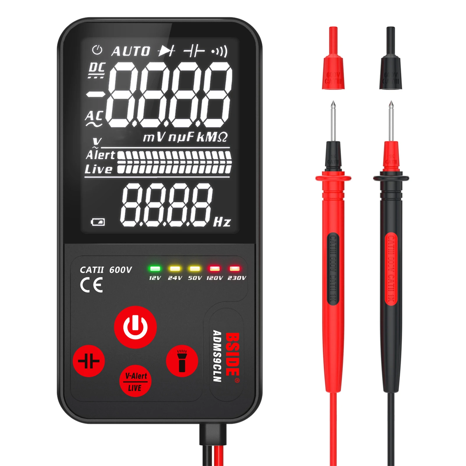 Multimètre numérique TRMS 9999 Ohm, testeur d'amplificateur pour mesurer la  tension, le courant, la résistance, Test de continuité NCV