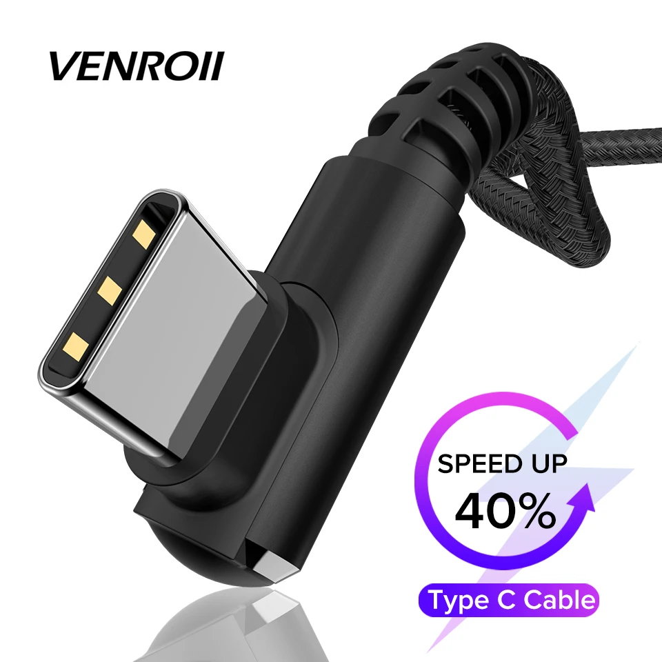 Кабель Venroii usb type C 2.4A Быстрая зарядка Kable для samsung S10 S9 S8 Note 9 A70 Android Phone Ga mi ng шнур Redmi