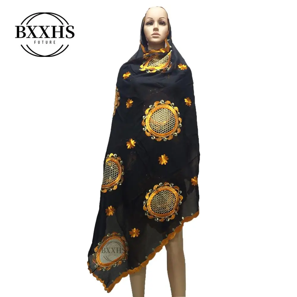 Африканские женские шали обертывания шарф, мусульманские женщины вышивка цветочный шарф, многофункциональный шарф