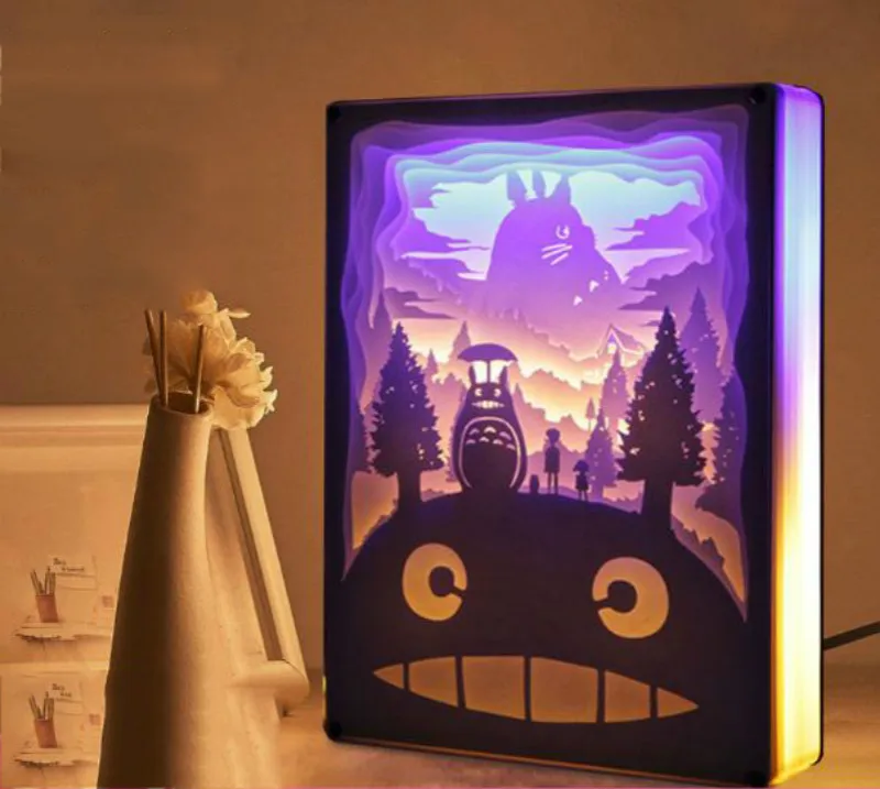 Новинка, ночной Светильник Totoro, резьба по бумаге, атмосферная лампа, 3D резьба по бумаге, художественная декоративная лампа, питание от USB для гостиной, спальни