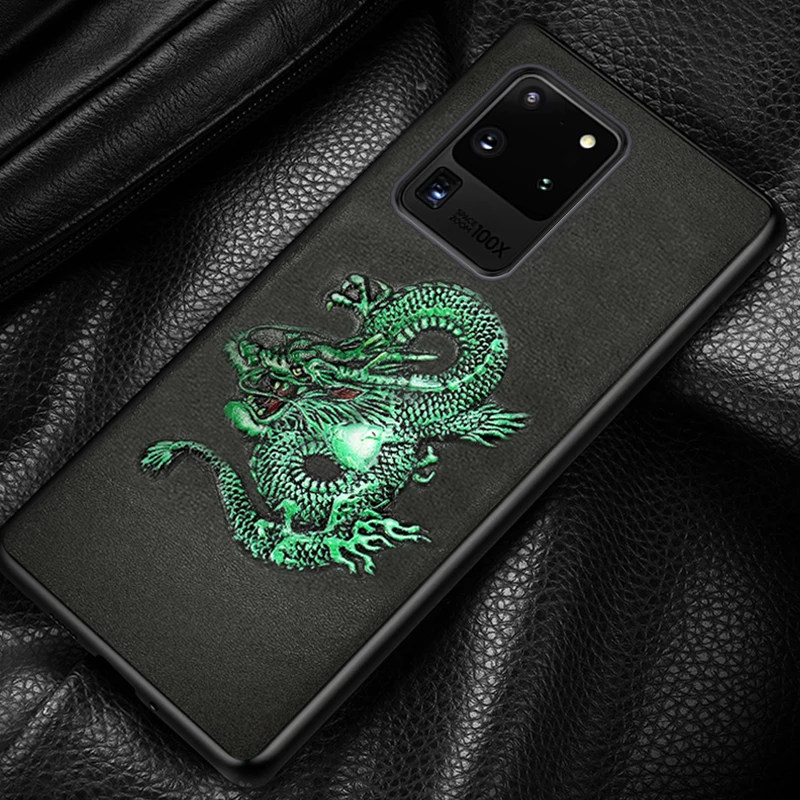 Чехол из натуральной кожи для телефона samsung s20 ultra s21 plus 3D тисненый нескользящий