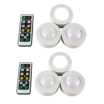 

Wireless LED Puck Lights, Kitchen Under Cabinet Lighting with Remote Control, Battery Powered Dimmable Closet Lights, 6 Pack