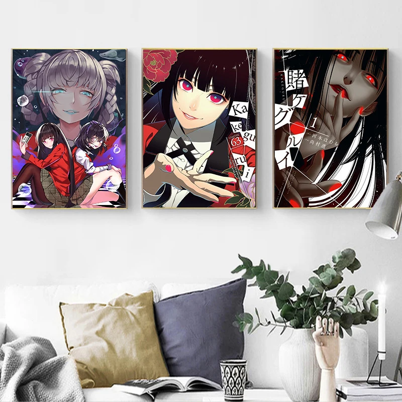 

Anime Kakegurui Posters Gambling School White Coated Paper Poster Wall Sticker Bedroom Room Decor Cafe Bar Decoration Painting