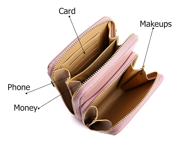 Women Wallet Clutch Purse Ladies Mini PU Leather Shoulder Messenger Bag Muti Pocket All in one Crossbody Phone Bag Female Wallet (4)