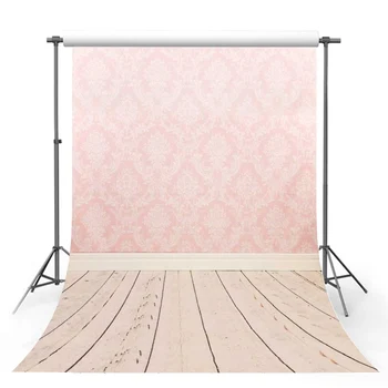 

TAIBO Vinyl Background Photography Pink Damask Patterns Background Wooden Floor Photo Studio Backdrop
