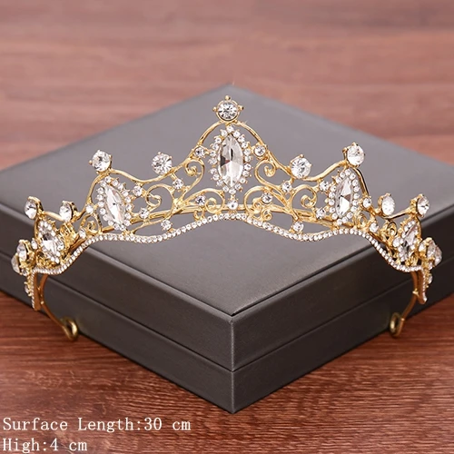 Light Gold Свадебные аксессуары для волос свадебная тиара свадебная корона золотого/серебряного цвета короны и диадема стразы жемчужный головной убор диадема, корона - Окраска металла: Light Gold