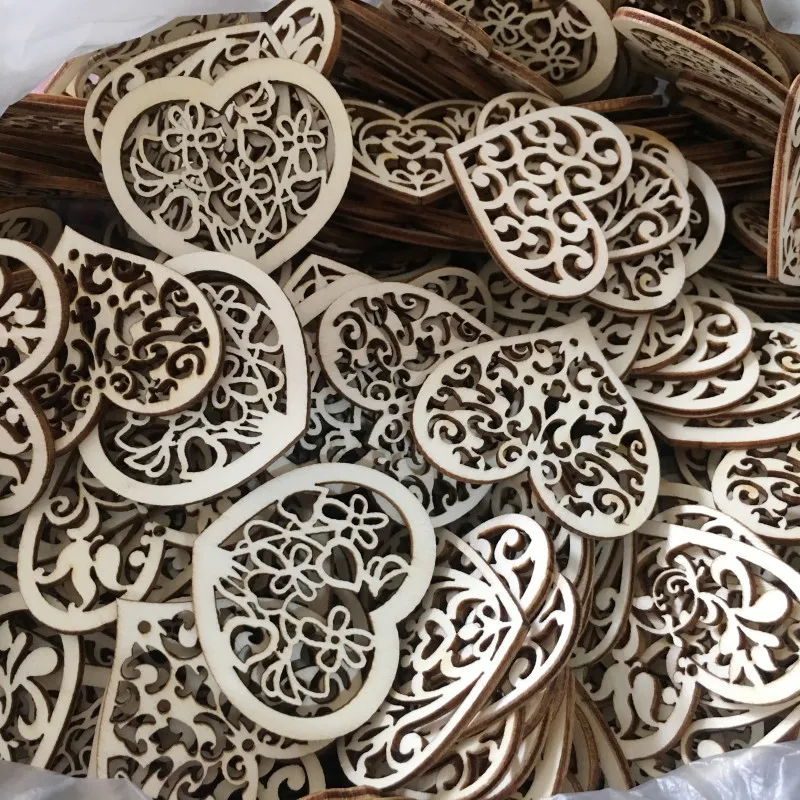 20 sztuk hollow serce wzór mały naturalnie drewniane kawałek ozdoby do scrapbookingu wyroby dekoracyjne DIY kształt serca miłość drewniane kawałki