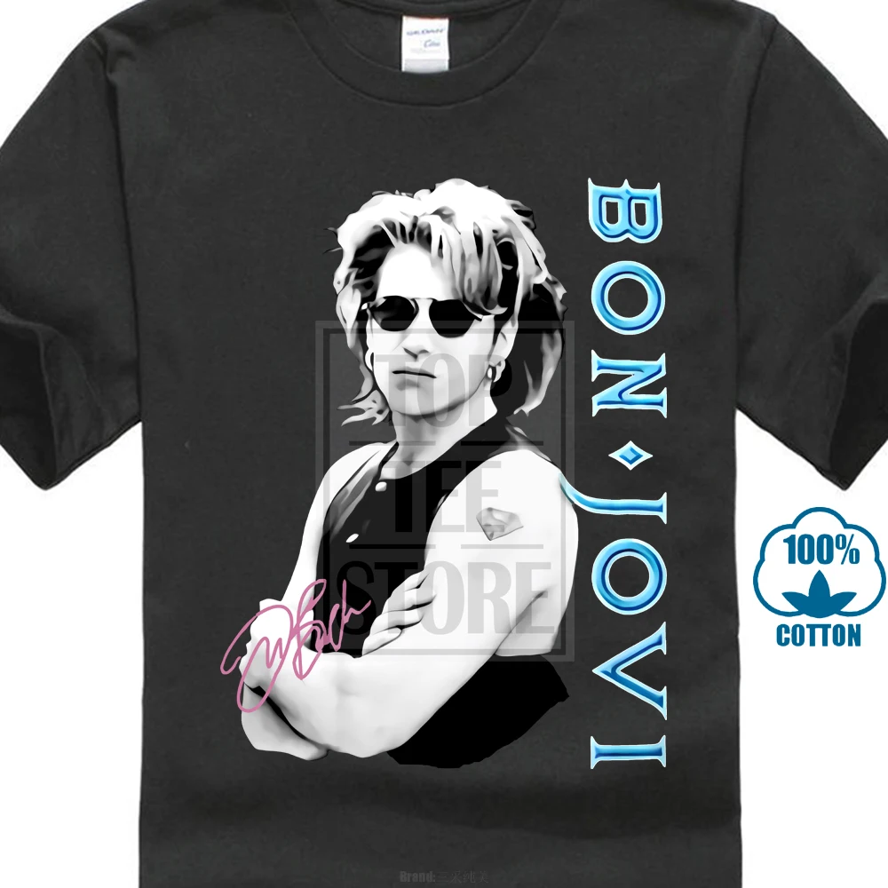 Bon Jovi/Новая черная футболка с рок-группой хорошего качества брендовая летняя