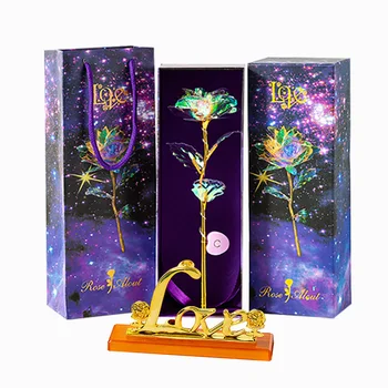 

Valentine's Day Rose 24K Aluminum Foil Plated Gold Rose Love Gift Lighting Rose Wedding Decor Flower Christmas Party Gift Lasts