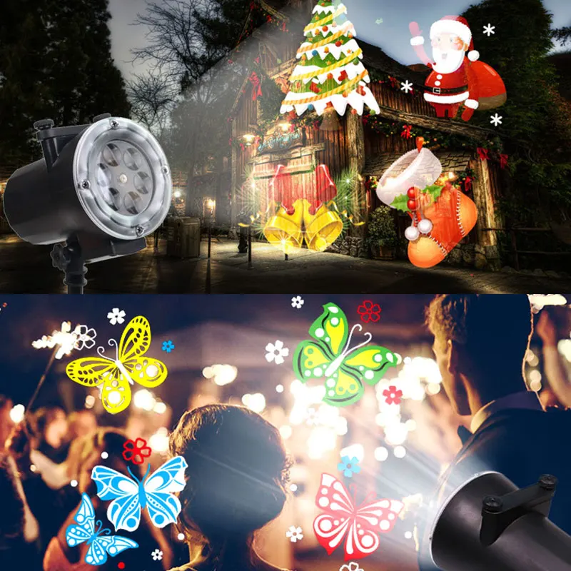Рождественская Светодиодная лампа, наружное украшение для сада, газона, для дома, оконная пленка, Рождественский проектор с таймером